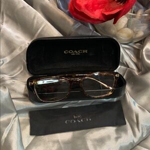 🌹VINTAGE COACH Tortoiseshell Brown Women's Eyeglasses with COACH Case & Cloth
